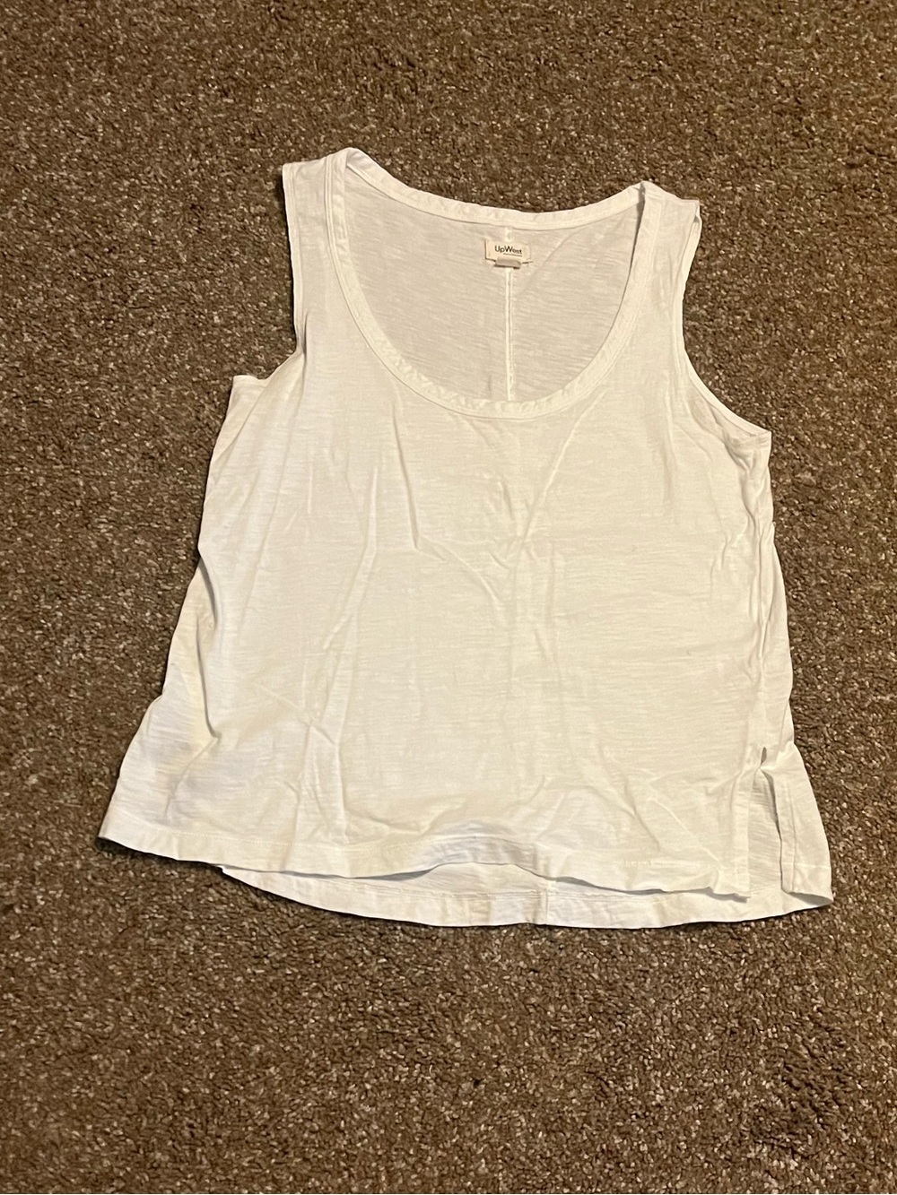 UpWest Anytime White Cotton Scoop Neck Relaxed Fit Tank Top S